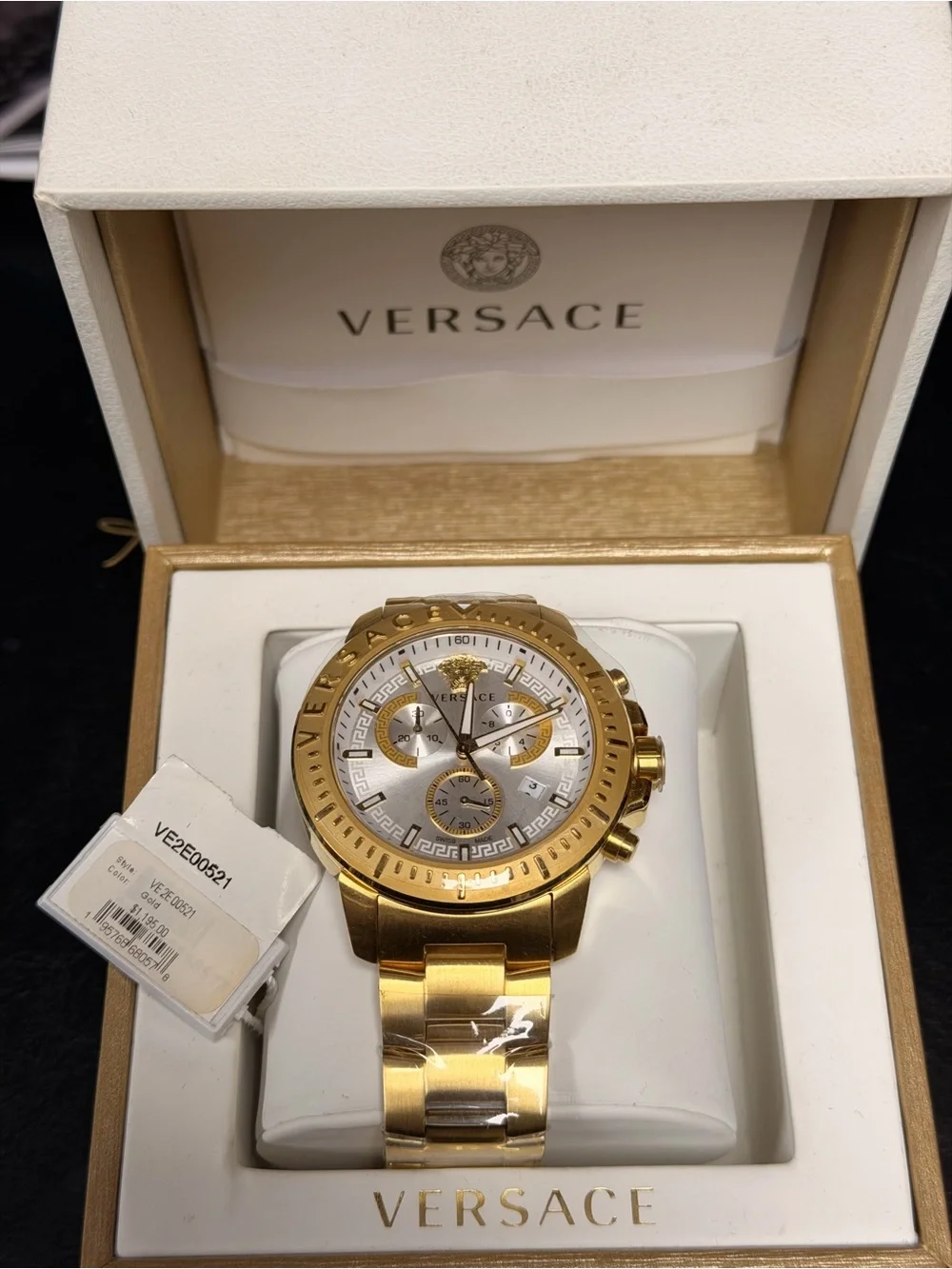 Versace Gold and Silver Men's Chronograph Bracelet Watch